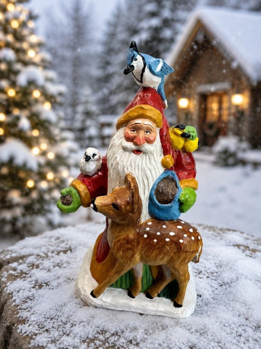 House Of Hatten Woodland Santa Deer Birds Figure Susan Smith 1999